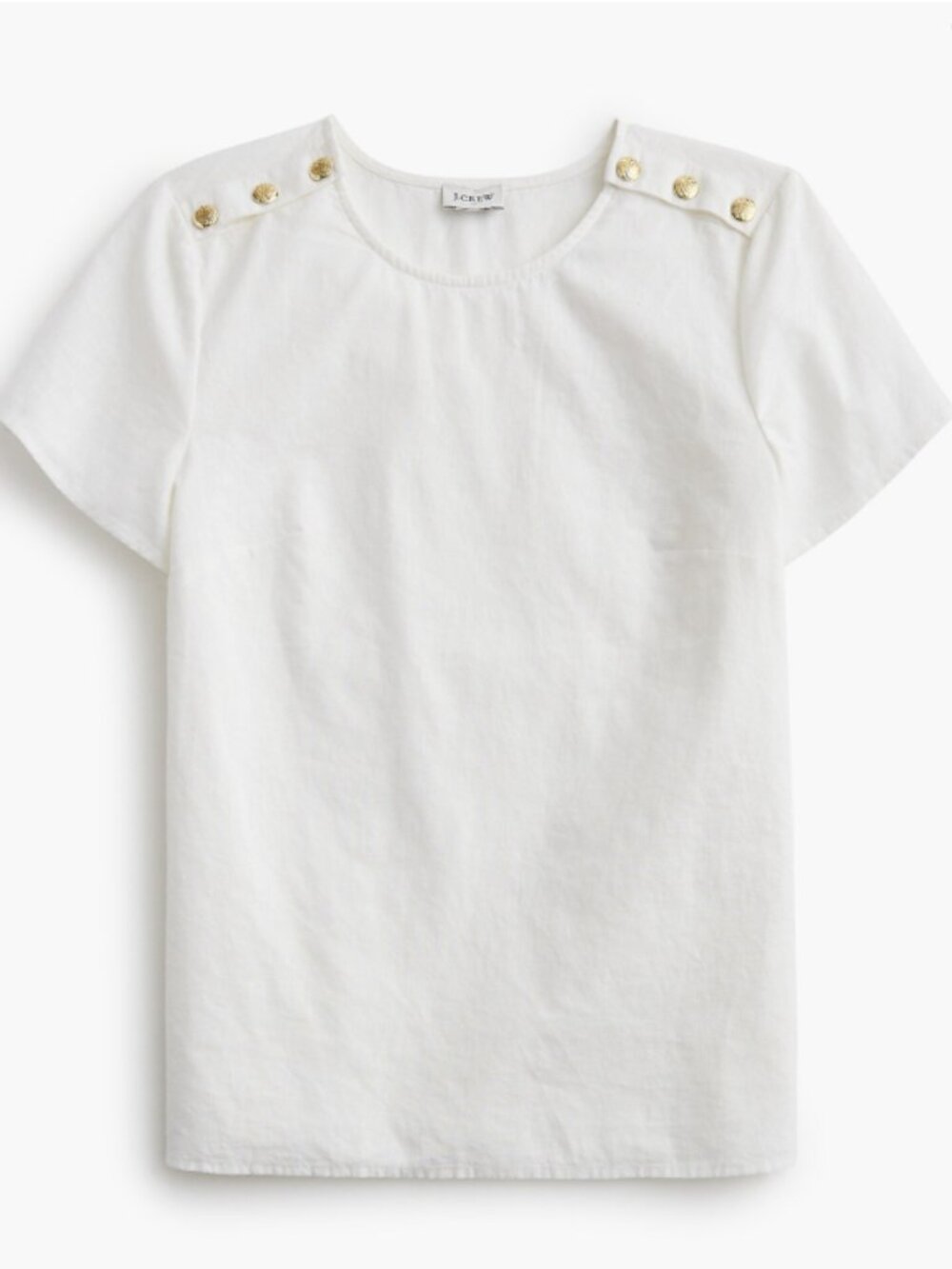 J. Crew: Linen-Blend Button-Shoulder Shirt in White, size X-Small